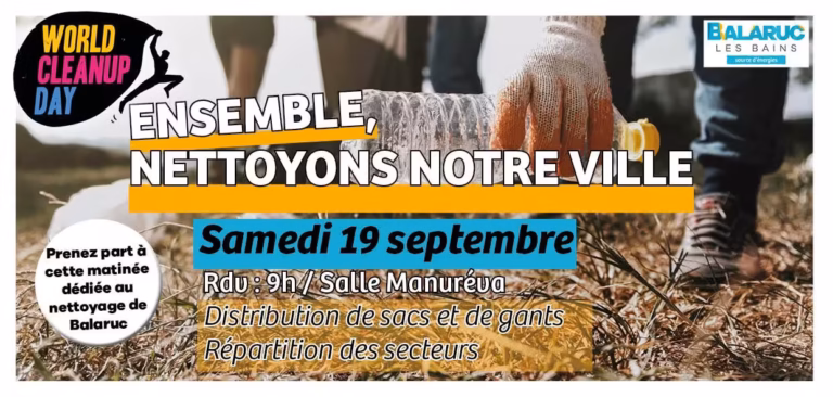 Visuel de l'opération de nettoyage citoyen de Balaruc-les-Bains pour le World Cleanup Day
