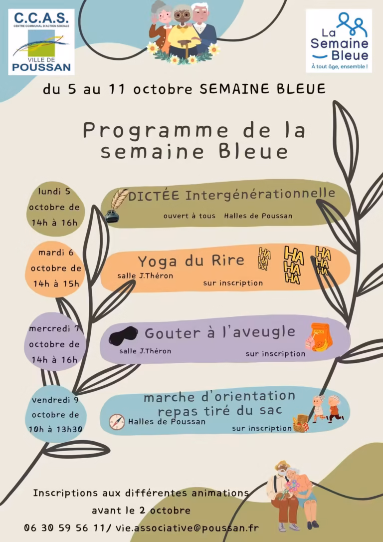 Programme de la Semaine bleue 2026 à Poussan proposé par le CCAS