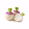 Navets blancs à collet violet entiers et coupés sur fond blanc