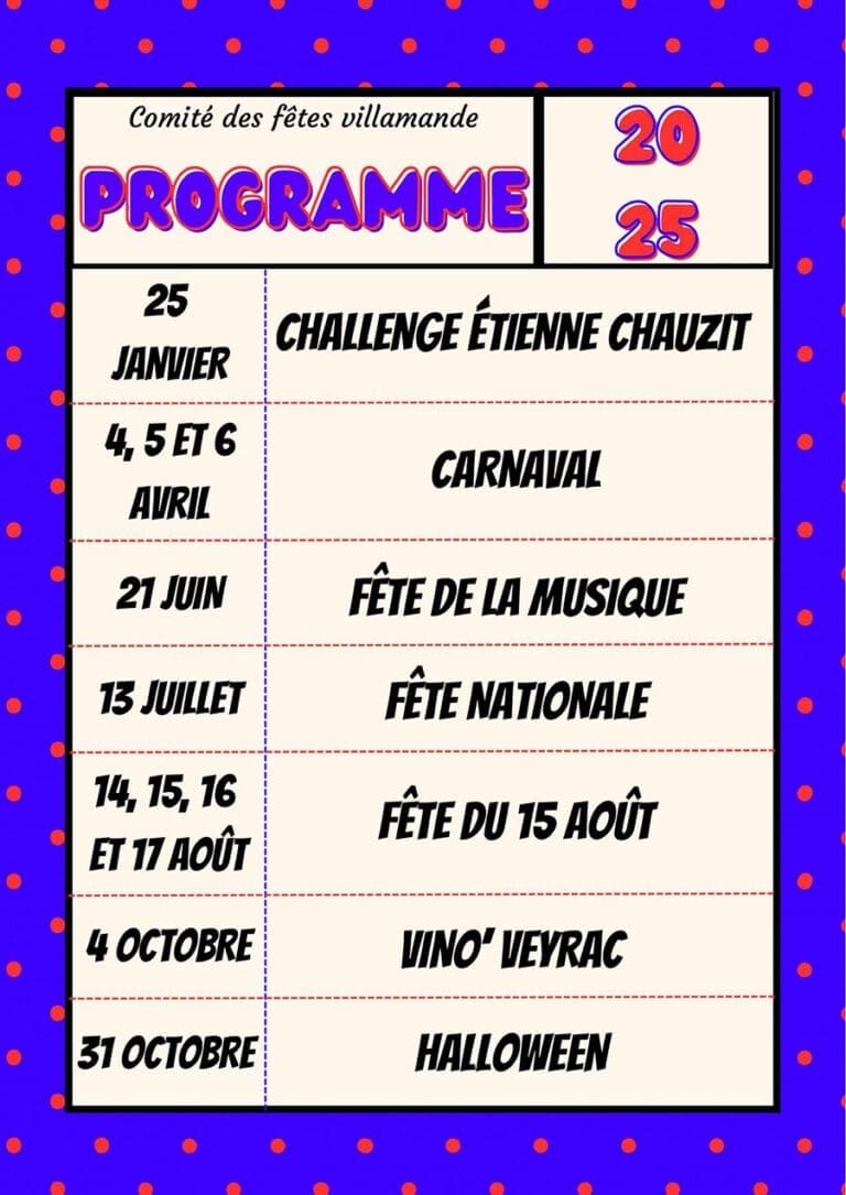 Événements à Villeveyrac 2025 Programme