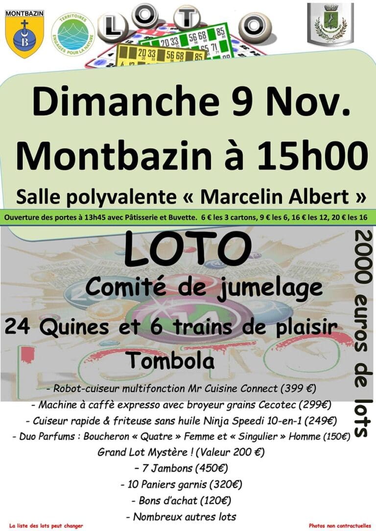 Loto du Comité de Jumelage de Montbazin
