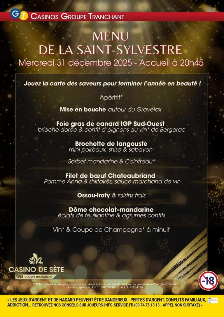Réveillon Saint Sylvestre 2025-2026 Casino Sète