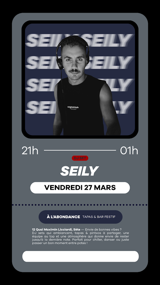 Seily en DJ Set à L’Abondance – Sète Seily en DJ Set à L'Abondance – Sète