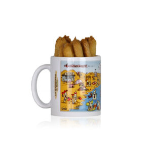 Zézette de Sète mug céramique blanc motif plage Bassin de Thau Sète