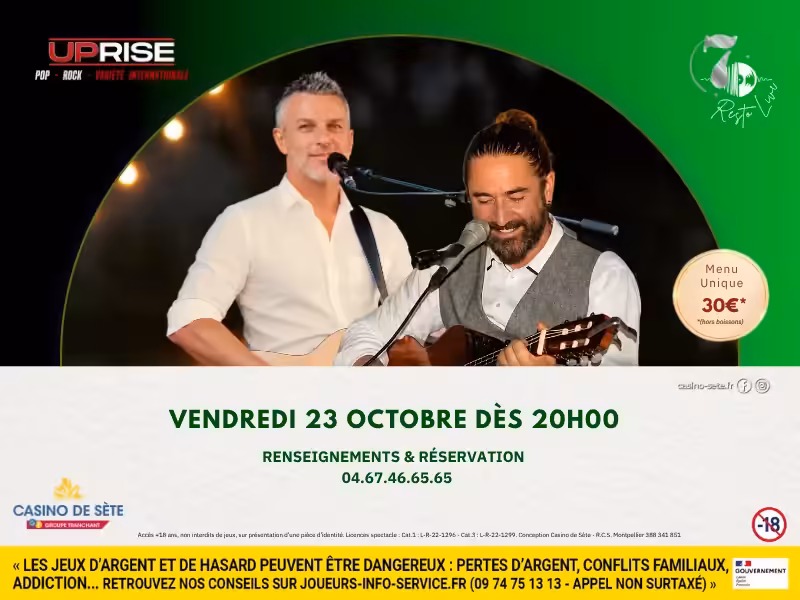 Soirée resto live avec le duo Uprise à Sète
