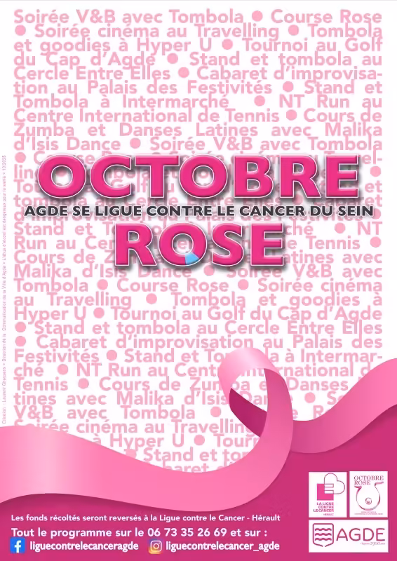 Affiche d'Octobre Rose 2026 à Agde, Agde se ligue contre le cancer du sein